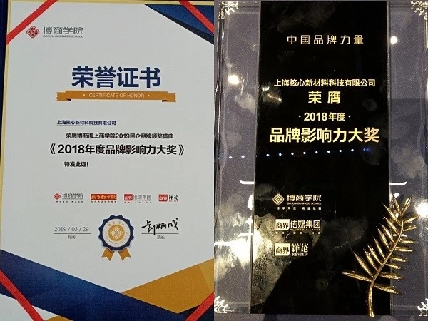 2018年度品牌影响力大奖-上海核心新材料科技有限公司.jpg